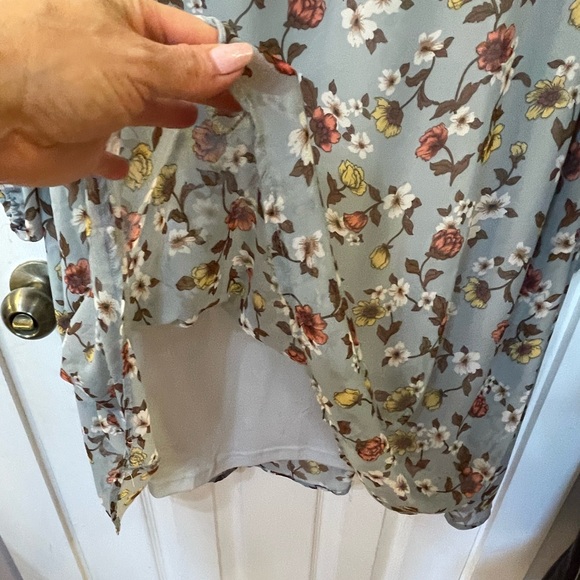 Built by Dreamers XXL sheer floral blue with liner. 2/3 sleeves. - Picture 3 of 9